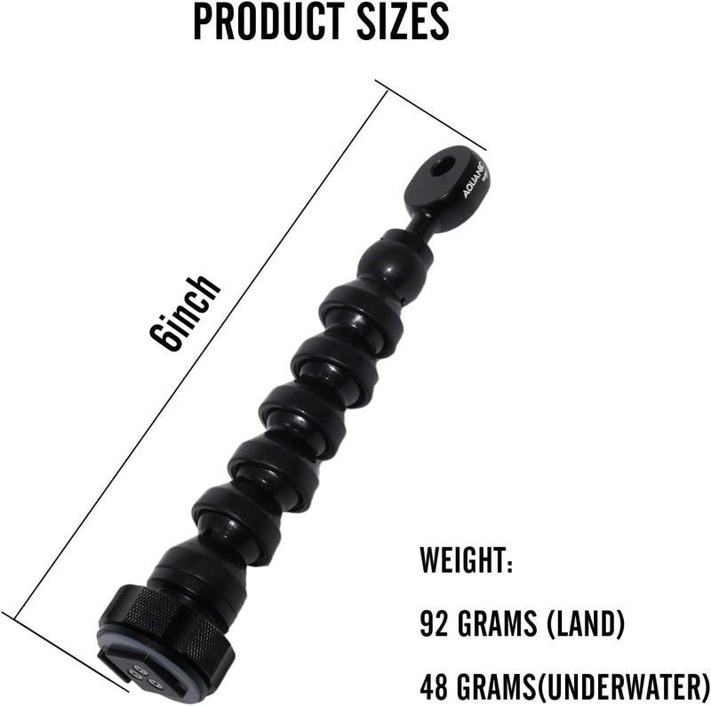 Rigrig 6" Flexible Extension Arm Mount with YS Head Adapter Connector, Diving 360° Adjustable Gooseneck 6-Section Lightweight Arm for Underwater Camera Housing Cold Hot Shoe Photography Gear Lighting System - Image 4